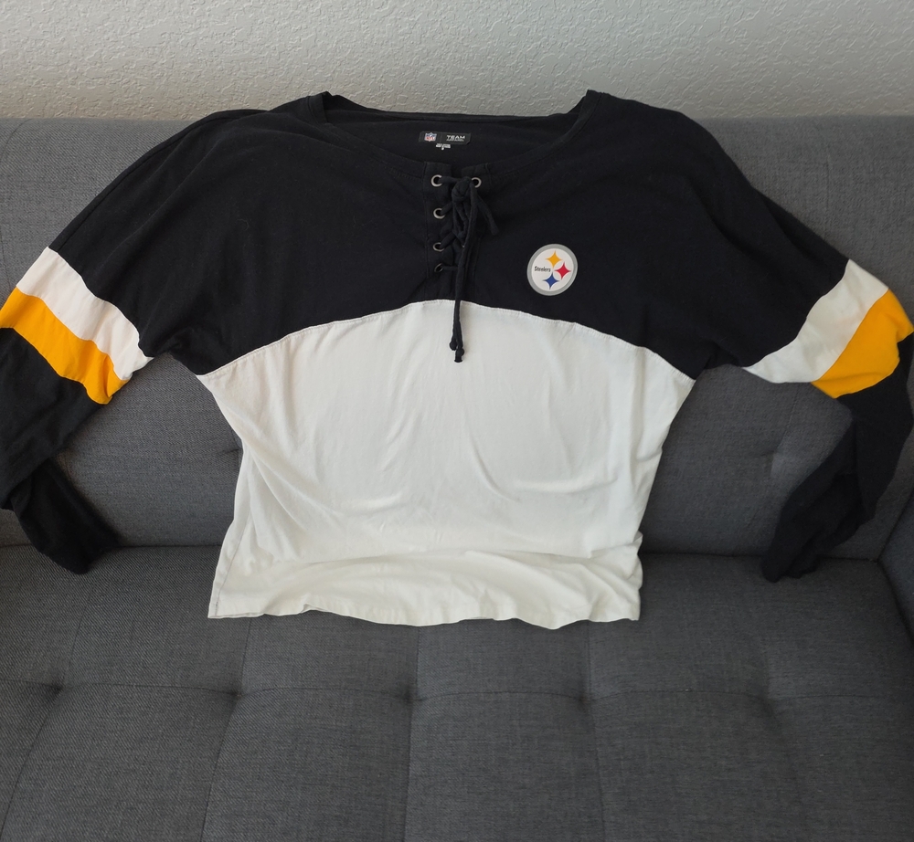 NFL Women's Lace-Up Colorblock Sweatshirt - Black, White & Yellow